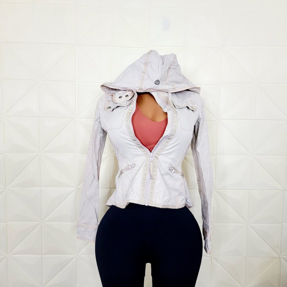 Lululemon Women's Dune Out And About Hooded Peplum Varsity Jacket Size Small - Picture 2 of 7